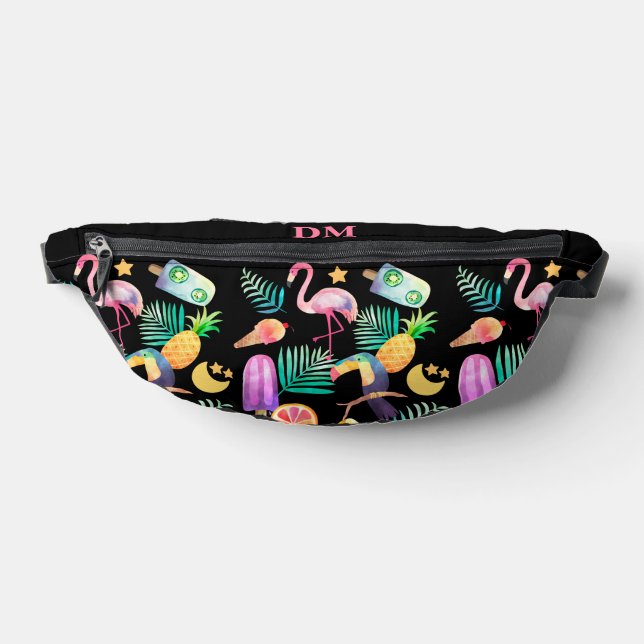 Tropical Birds Pineapple Pattern Bum Bags (Lay Down)