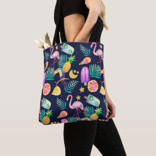 Tropical Birds Pineapple Pattern Tote Bag