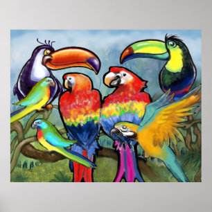 Tropical Birds Poster