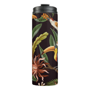 Tropical Birds: Vintage Leaves & Flowers Thermal Tumbler