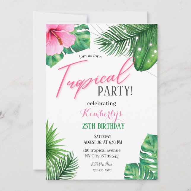Tropical Birthday Invitation (Front)