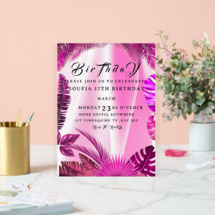 Tropical Birthday Invitation, Hawaiian Pineapple B Acrylic Sign