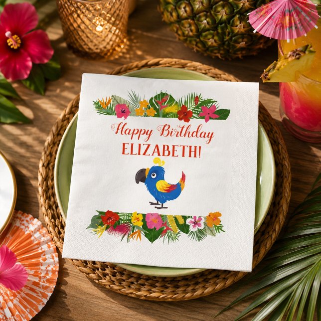 Tropical Birthday Parrot Napkin (Creator Uploaded)