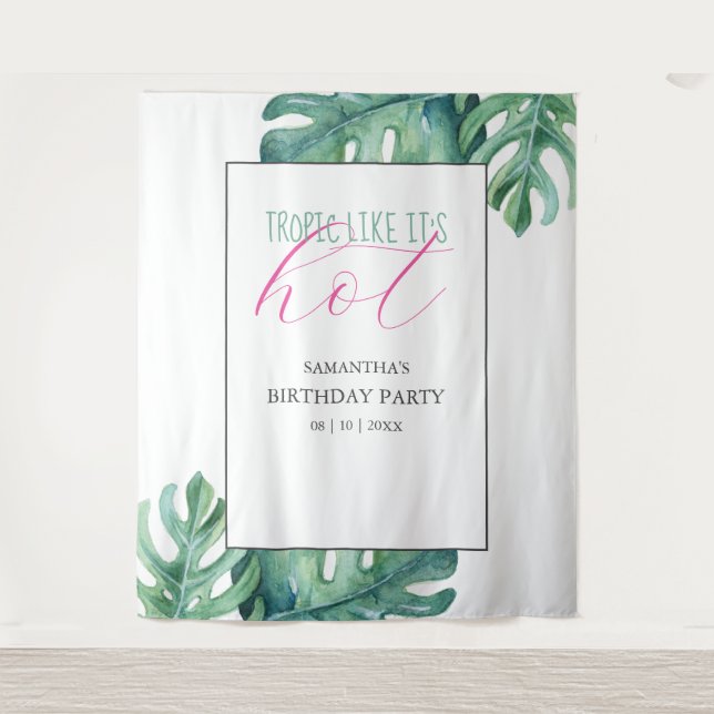 Tropical Birthday Party Background Tapestry (Front)
