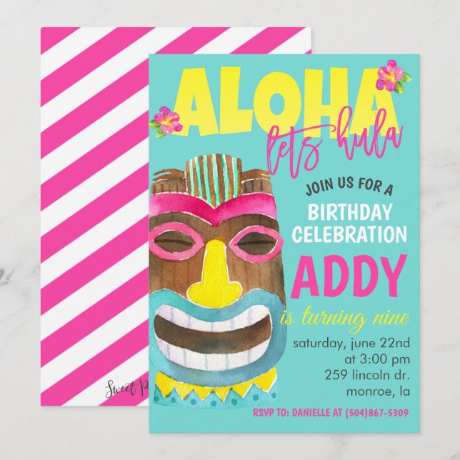 Tropical Birthday Party Invitation (Front/Back)