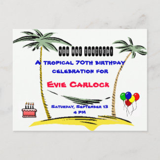 Tropical Birthday party invitation Postcard