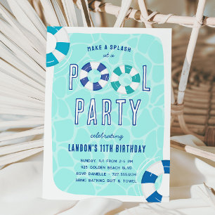 Tropical Birthday Pool Party Invitation