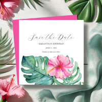 Tropical Birthday Save The Date Cards