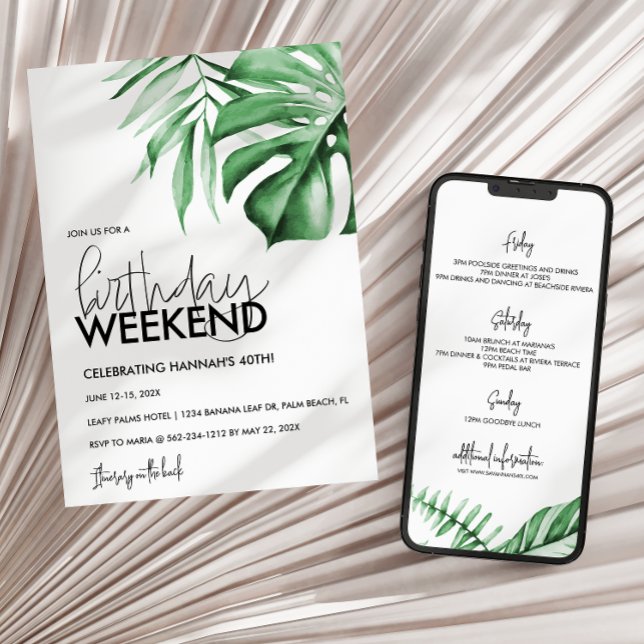 Tropical Birthday Weekend Invitation + Itinerary (Creator Uploaded)