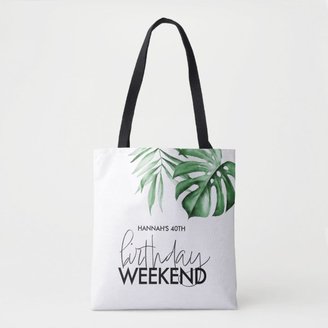 Tropical Birthday Weekend Personalised Tote Favour (Front)
