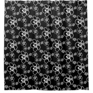 Tropical Black And White Hawaii Shower Curtain
