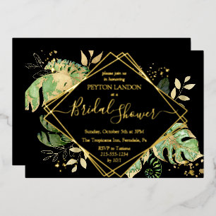 Tropical Black & Gold Elegant Bridal Shower