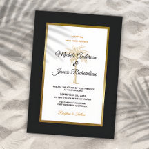 Tropical Black Gold Palm Tree Modern Wedding