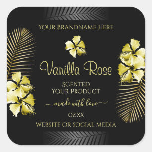Tropical Black Gold Product Label Hawaiian Flowers