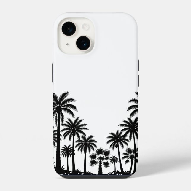 Tropical Black Palm Trees Silhouette iPhone Case (Back)