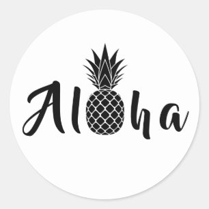 Tropical Black Pineapple Aloha! Round Sticker