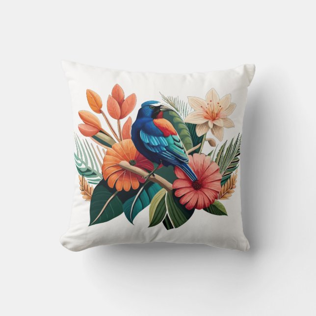 Tropical Bliss: A Vibrant Fusion of Flora Cushion (Front)