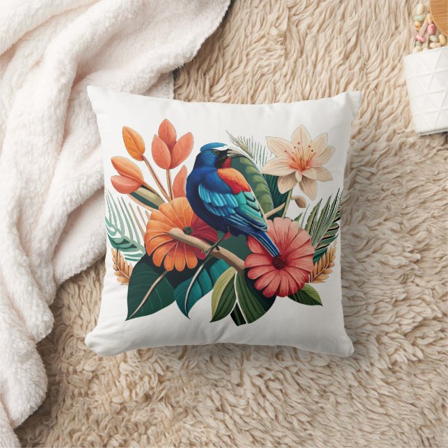 Tropical Bliss: A Vibrant Fusion of Flora Cushion (Blanket)