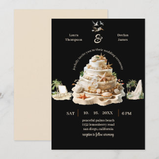 Tropical Bliss | Personalised Beach Wedding Cake Invitation