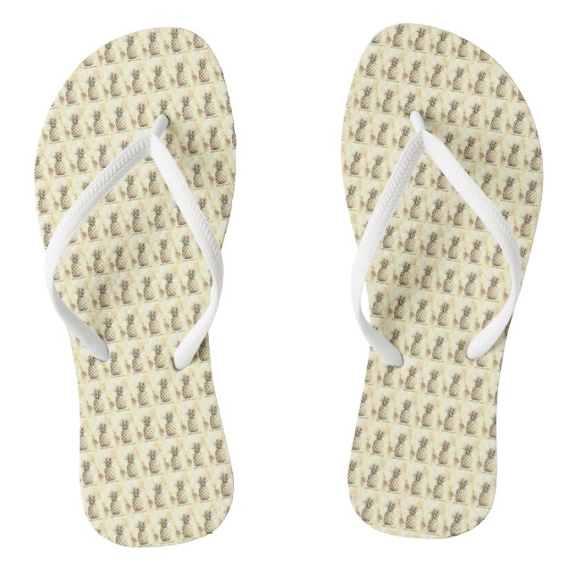 Tropical Bliss: Pineapple Print Pair of Flip Flops (Footbed)