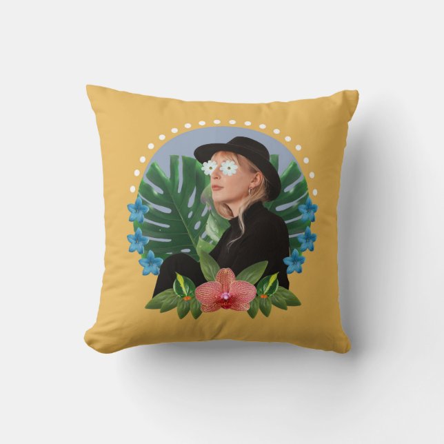 Tropical Blonde Collage Throw Pillow (Front)