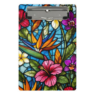 Tropical Bloom in Stained Glass Vibrant Floral Mini Clipboard
