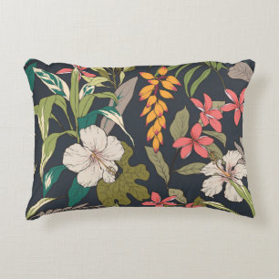 Tropical Bloom: Seamless Flower Pattern Decorative Cushion