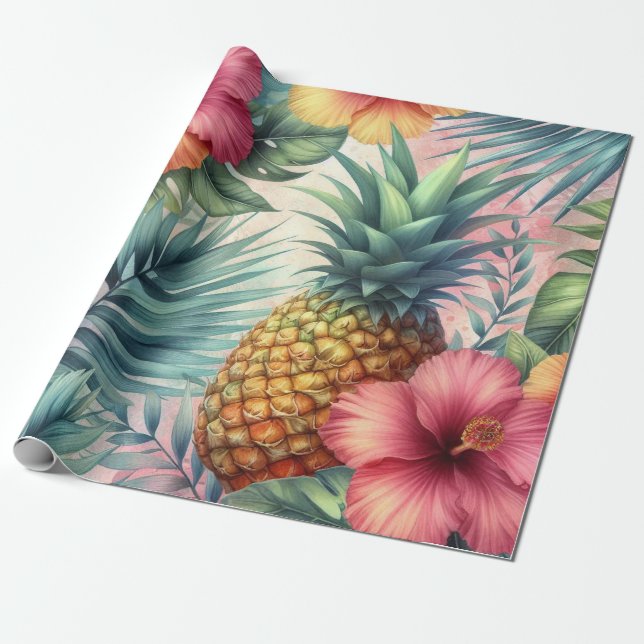 Tropical Bloom Wrapping Paper (Unrolled)