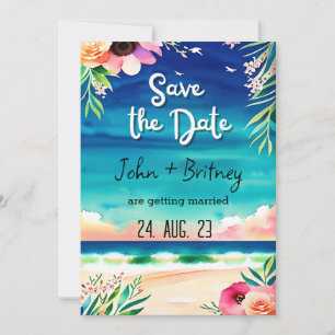 Tropical Blooms: Wedding Save the Dat Invitation
