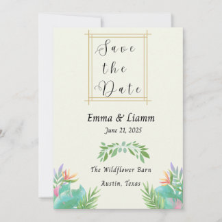 Tropical Blossoms Save the Date Invitation
