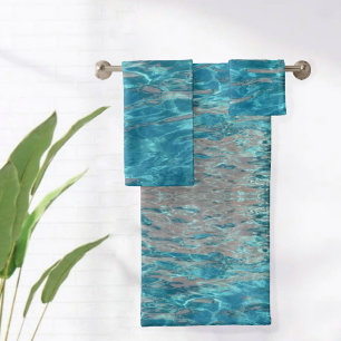 Tropical Blue and Coral Water Bath Towel Set