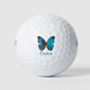 Tropical Blue and Turquoise Gem Coloured Butterfly Golf Balls