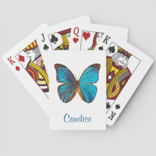 Tropical Blue and Turquoise Gem Coloured Butterfly Playing Cards