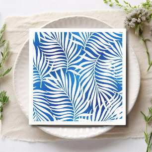 Tropical Blue And White Foliage   Floral Napkin
