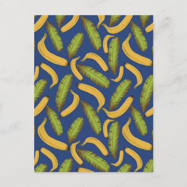 Tropical Blue Banana Leaf Pattern Postcard (Front)