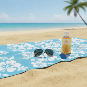 Tropical Blue Beach Flowers Beach Towel