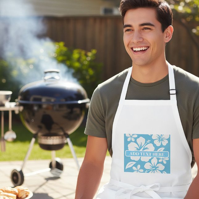 Tropical Blue Beach Flowers Long Apron (Creator Uploaded)
