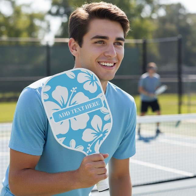 Tropical Blue Beach Flowers Pickleball Paddle (Creator Uploaded)