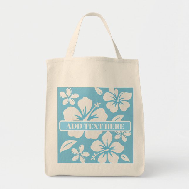 Tropical Blue Beach Flowers Tote Bag (Front)