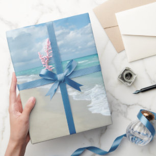 Tropical Blue Beach Scene Wrapping Paper