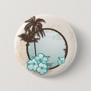 Tropical blue circle 6 cm round badge