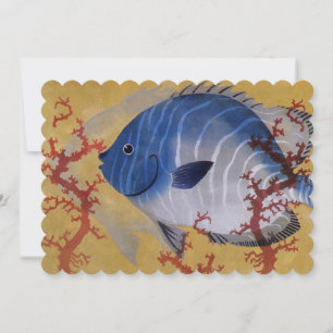 Tropical Blue Fish Vintage Coral Marine Ocean Life Invitation