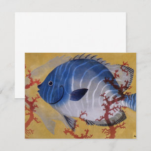 Tropical Blue Fish Vintage Coral Marine Ocean Life Invitation