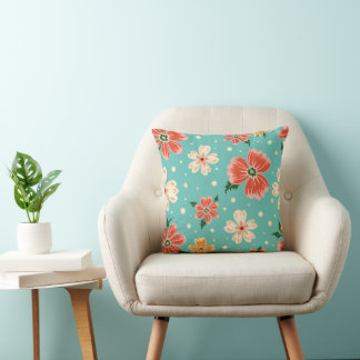 Tropical Blue Floral Cushion