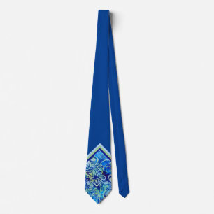 Tropical Blue Floral Neck Tie