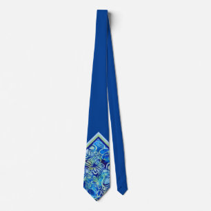 Tropical Blue Floral Neck Tie