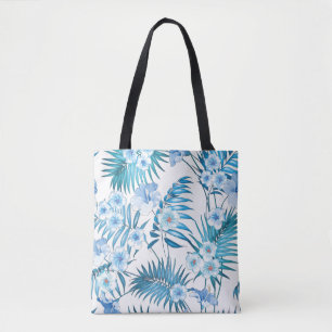 Tropical Blue Floral Tote Bag
