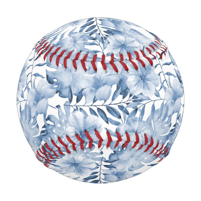 Tropical Blue Flowers Baseball (Front)