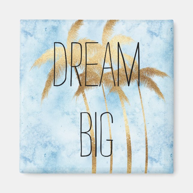 Tropical Blue Gold Palm Trees       Magnet (Front)