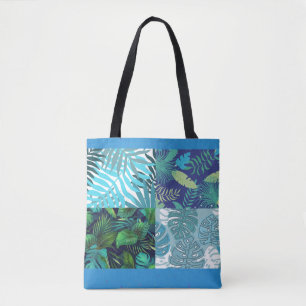 Tropical Blue Hawaii Crazy Quilt Tote Bag